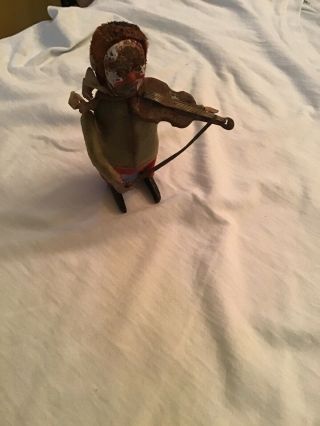 Vintage Old German Metal Schuco Toy Clown W Violin Germany Rough But Neat
