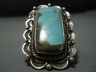 Important Vintage Navajo Huge Turquoise Sterling Silver Ring Old
