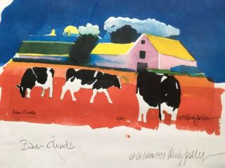 ART Woody Jackson 2 Vtg Barn Clouds Birch Mountain Signed numbered 2