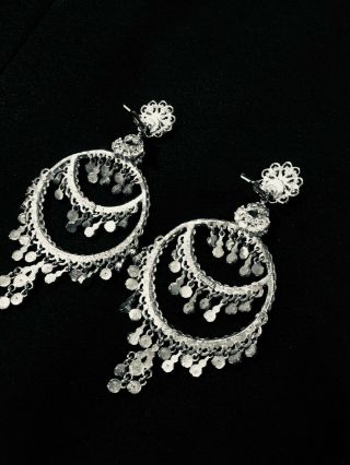 Auth Jose and Maria Barrera Silver Tone Drop Earrings superior costume jewelry 2