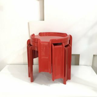 Vintage Giotto Stoppino Kartell 4905 Red Nesting Tables 8