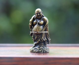 Chinese Copper Bronze One Of The Eighteen Bag Maitreya Arhat Buddha Statue T204