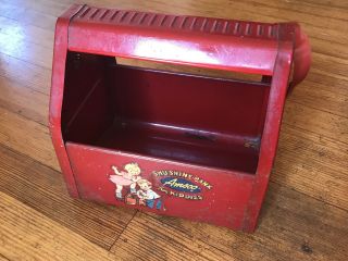 Vintage Amsco Shu - Shine Bank For Kiddies Toy Pressed Steel Shoe Box Childs Game