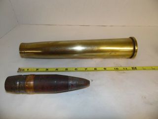 Vintage Ww2 Artillery Shell Projectile Trench Art Empty Large 17 1/2 " High