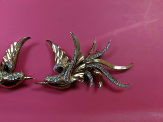 Boucher Phrygian Cap Signed Sterling Bird Pins.  Left and Right facing. 11