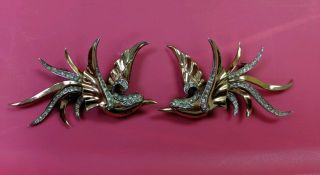 Boucher Phrygian Cap Signed Sterling Bird Pins.  Left And Right Facing.