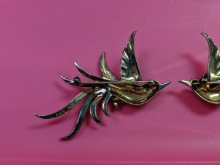 Boucher Phrygian Cap Signed Sterling Bird Pins.  Left and Right facing. 3