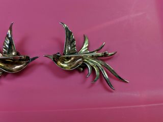 Boucher Phrygian Cap Signed Sterling Bird Pins.  Left and Right facing. 8