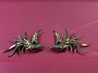 Boucher Phrygian Cap Signed Sterling Bird Pins.  Left and Right facing. 9
