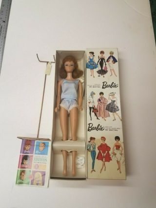 Vintage 1960s 5 Or 6 Ponytail Blonde Barbie 850 Box Shoes & Stand Booklet