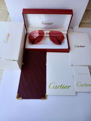 Vintage Cartier Vendome Sunglasses 1983s Gold 59 - 16 Louis Tank Platinum Fullset