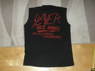 Slayer 80 ' s shirt Hell Awaits European Massacre 1985 metallica megadeth 8