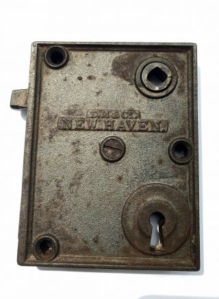 Antique Davenport Mallory Rim Lock “ D.  M.  & Co.  Haven " No Key