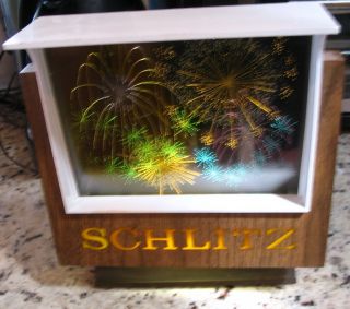 Vintage Schlitz Beer Animated Motion Fireworks Cash Register Topper Light Sign 2