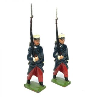 2 Pc Vintage Britains Lead Toy Soldier French Foreign Legion At Slope 1711 1