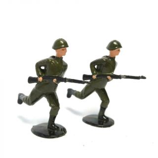 2 Pc Vintage Britains Lead Toy Soldier Army Infantry Charging