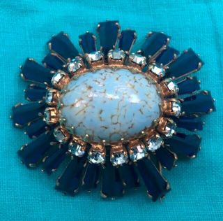 Schreiner Keystone Ruffle Dome Brooch Fabulous Three Shades Of Blue Nr