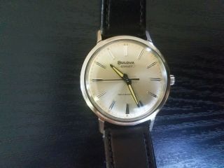 Vintage Bulova Aerojet 17j Automatic Gold Tone Wristwatch Men 