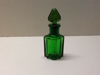 Small Antique Emerald Green Zenobia Fancy Perfume Bottle With Stopper. 6
