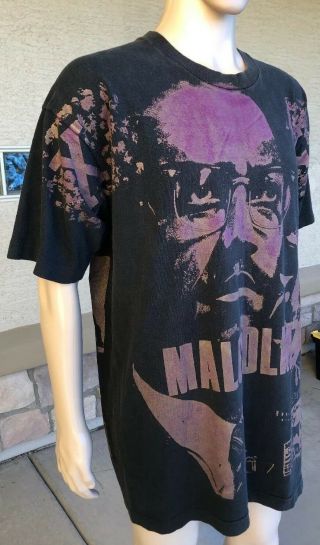 Vintage Malcolm X 2 Sided All Over Print T Shirt USA Made Size 2XL Rap Hip Hop 2