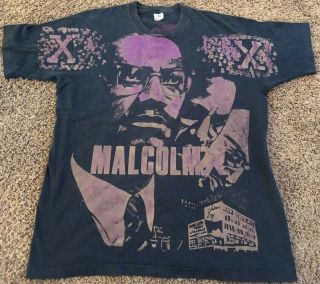 Vintage Malcolm X 2 Sided All Over Print T Shirt USA Made Size 2XL Rap Hip Hop 4