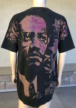 Vintage Malcolm X 2 Sided All Over Print T Shirt USA Made Size 2XL Rap Hip Hop 8