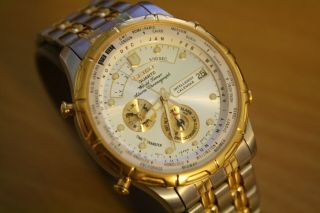 Vintage Seiko 6m15 - 9028 Chronograph World Timer Watch.  Vexcel