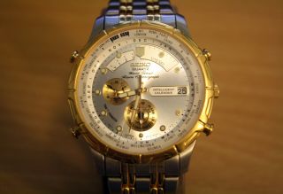 Vintage SEIKO 6M15 - 9028 Chronograph World Timer Watch.  VExcel 2