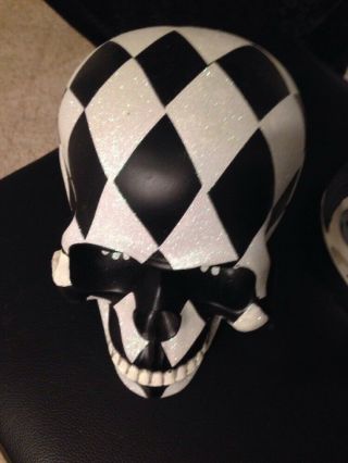 Christopher Radko Goth Punk Sugar Skull Black Checkered Home Decor Halloween 2
