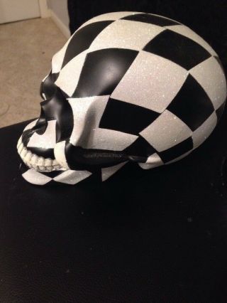 Christopher Radko Goth Punk Sugar Skull Black Checkered Home Decor Halloween 6