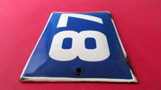 Old Vintage Door House Blue Porcelain Enamel Number 87 Tin Sign Plate 3