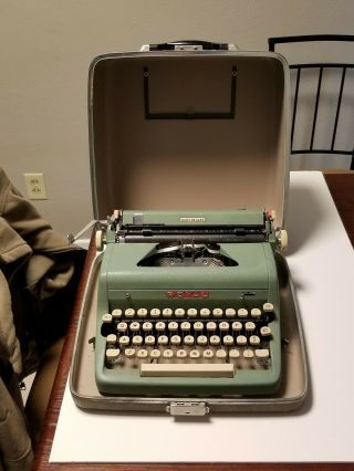 Vintage 1950s Royal Quiet De Luxe Portable Typewriter,  Green Body & White Keys