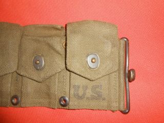 U.  S.  ARMY : From Korea War 1952 M1 Garand Ammo Cartridge Combat Belt 10 Pouches 2