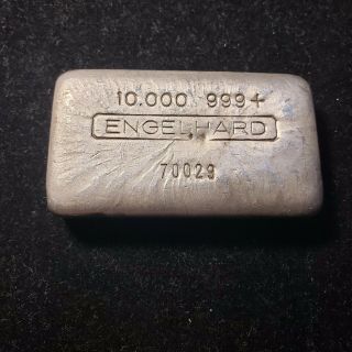 Vintage Engelhard Old Pour 10oz Silver Bar.  999 3rd Series 5 Digit Serial