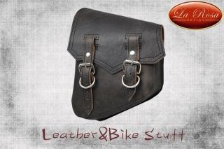 La Rosa All Hd Softail/rigid Frame Leather Vintage Swingarm Bag - Rusitc Black
