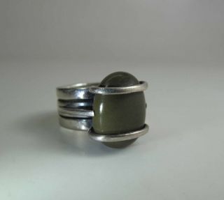 Vintage Macefield Modernist Sterling Silver & Gemstone Unisex Ring Size 7.  5