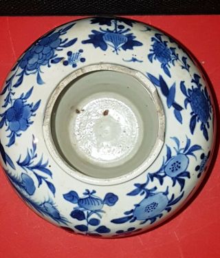 Antique Chinese Kangxi Blue & White Porcelain Vase with Birds and Flowers 2