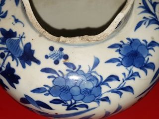 Antique Chinese Kangxi Blue & White Porcelain Vase with Birds and Flowers 3