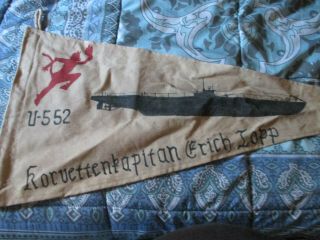 WWII GERMAN U - BOAT U - 552 RUNNING DEVIL KK ERICH TOPP COMMAND FLAG 2