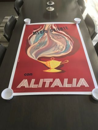 Alitalia 1950’Original Vintage Travel Poster Stunning 3