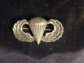 Us Army Ww2 Paratrooper Airborne Sterling Silver Jump Wings Pin Back