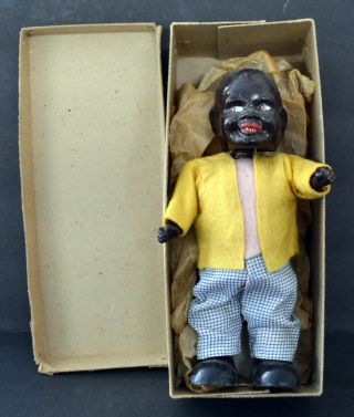 RARE Antique 1940 ' s US Zone Germany African American Wind Up Bobble Head Nodder 9