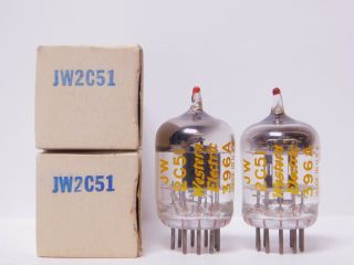 Western Electric Jw - 2c51 / 396a Matched Vintage Vacuum Tube Pair Nos (test 114)