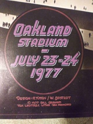 VINTAGE 1977 Led Zeppelin Poster Promoting Oakland Stadium Show 2