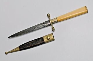 Antique 19th C.  Stiletto Dagger Knife " Manufactured By Sheffield " German Silver