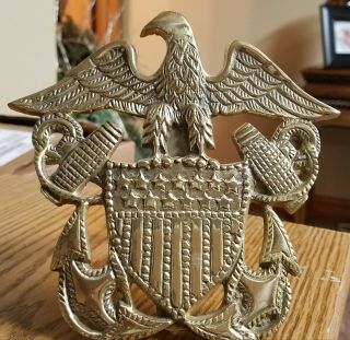 U.  S.  Navy Brass Door Knocker/easel Eagle Wings Military Stars - Stripes Anchors
