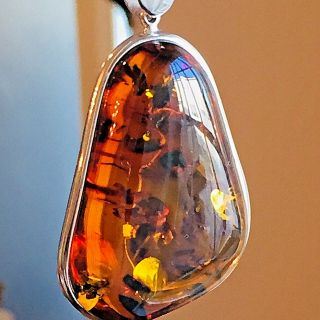 Baltic Russian Amber Necklace Vintage Butterscotch Polish Sterling 925