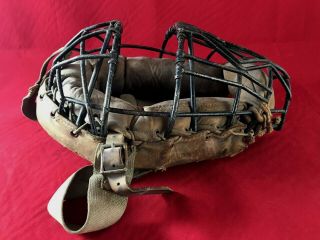 Early 1900 ' s Antique Victor Baseball Catchers Mask Looped Steel Diamond Spitter 6
