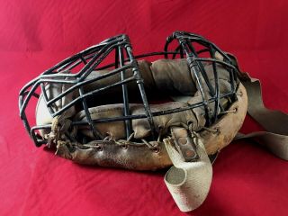 Early 1900 ' s Antique Victor Baseball Catchers Mask Looped Steel Diamond Spitter 7
