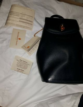 Vintage Rare Gianfranco Lotti Firenze Black Leather Backpack